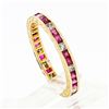 Image 8 : Vintage 18k Yellow Gold Channel French Ruby & Diamond Engraved Stack Band Ring