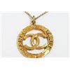 Image 2 : Chanel Vintage Gold-tone Metal CC Cut Out Medallion Necklace
