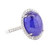 Image 1 : 13.60 ctw Tanzanite And Diamond Ring - 14KT White Gold