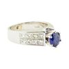 Image 1 : 3.15 ctw Round Brilliant Blue Sapphire And Diamond Ring - 14KT White Gold
