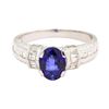 Image 2 : 1.27 ctw Sapphire and Diamond Ring - 18KT White Gold