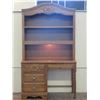 Image 1 : Pine Veneer Desk With Stacking Hutch- 4 Drawers- Great Condition- 78"H X 44"W X 16"D