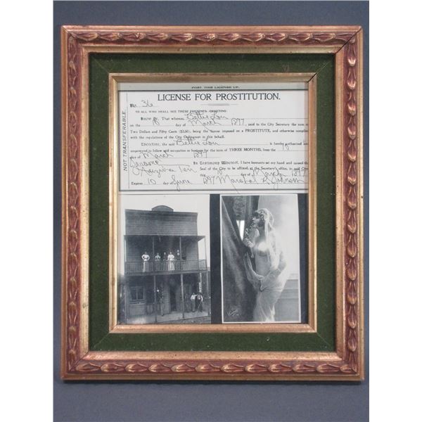 Copy Of Prostitution License- Arizona Territory 1897- Betty Lou- 11" X 9"