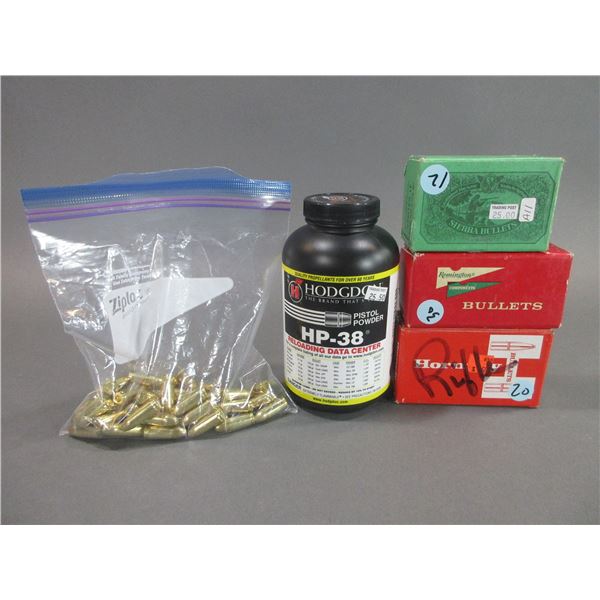 Jar Of Hodgdon HP-38 Pistol Powder- 1.5 Boxes Of .41 Bullets- Partial Box Of .530 Lead Balls- 50 Rou