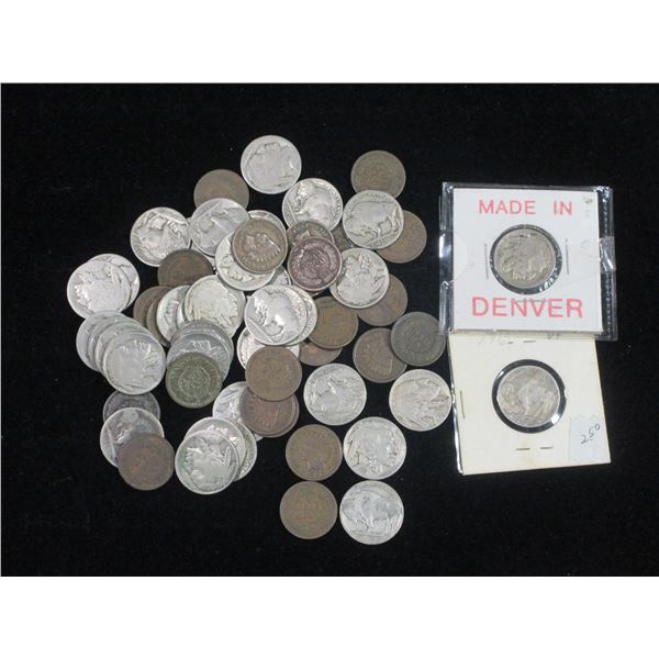 35 Buffalo Nickels- 25 Indian Head Pennies