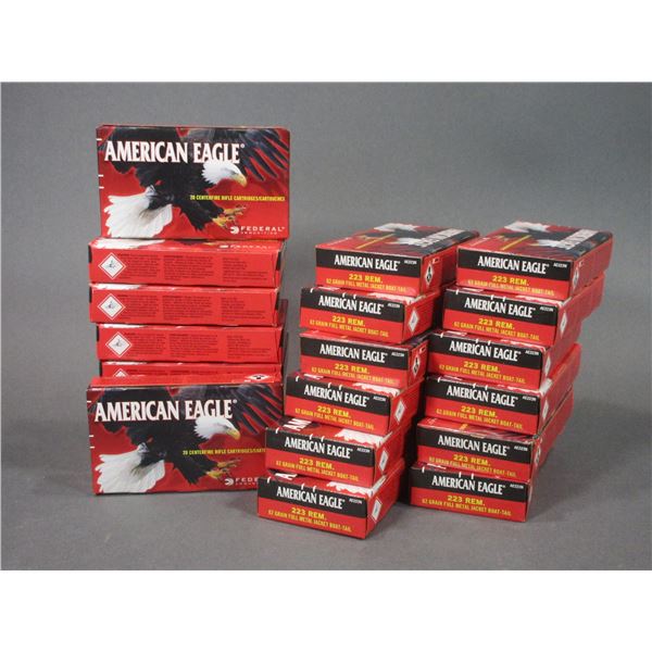 400 Rounds Of American Eagle .223 Ammo- 62 GR- FMJ- Boat Tail