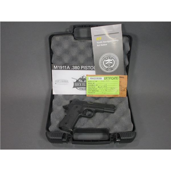 Rock Island Model M1911 A 380 Semi-Automatic Pistol- .380- 3.5" Barrel- Manual- Hard Case- Unfired-