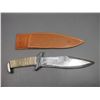 Image 2 : Large Heavy Bowie Knife- 12" Blade- 5.5" Leather Wrapped Handle- Sheath
