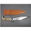 Image 3 : Large Heavy Bowie Knife- 12" Blade- 5.5" Leather Wrapped Handle- Sheath