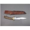 Image 3 : Unmarked Bowie Knife- 8.25" Blade- 5.5" Antler Handle- Sheath