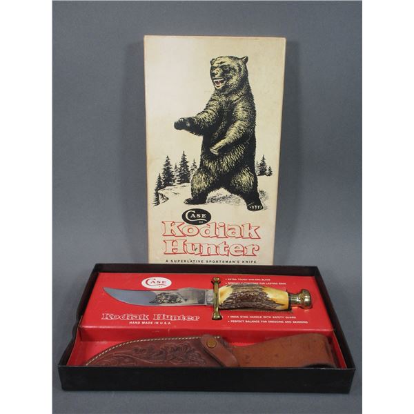 Case XX Kodiak Hunter Knife- NIB- 5.75" Etched Blade- 4.5" India Stag Handle- Sheath