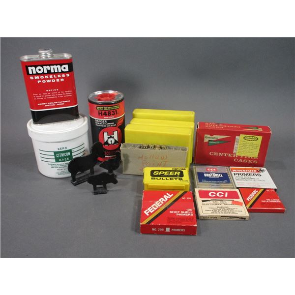 60 7MM Mag Brass- 25 .25-06 Brass- 19 .22 WMR Shotshells- Box Of .257 Spitzer Bullets- Approximately