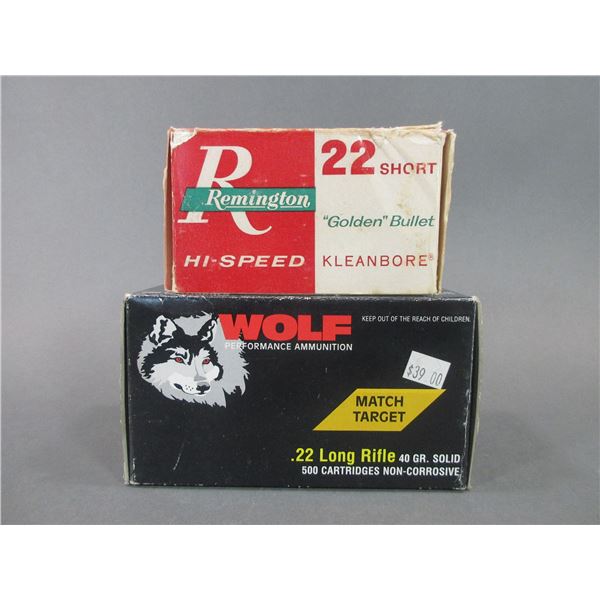 500 Rounds Of Wolf .22 LR Ammo- 40 GR Match Target- 500 Rounds Of .22 S Ammo