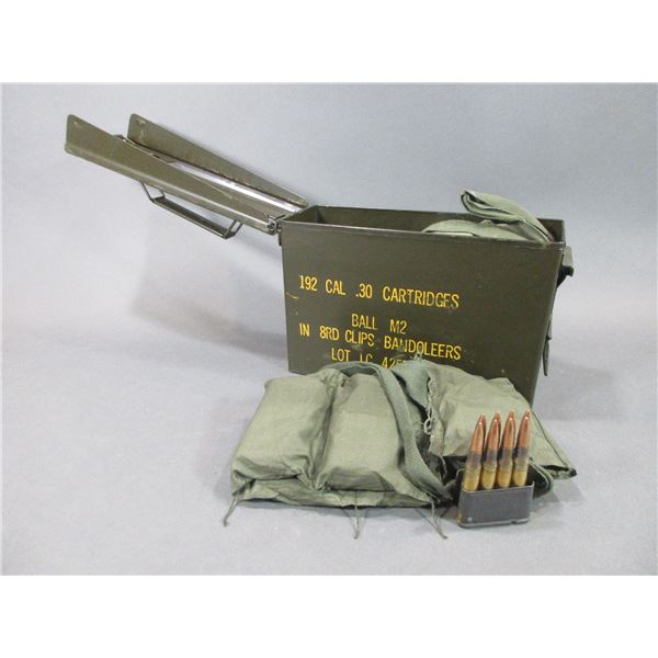 192 Rounds of .30-06 M1 Ammo- 8 Shot Clips Bandoliers