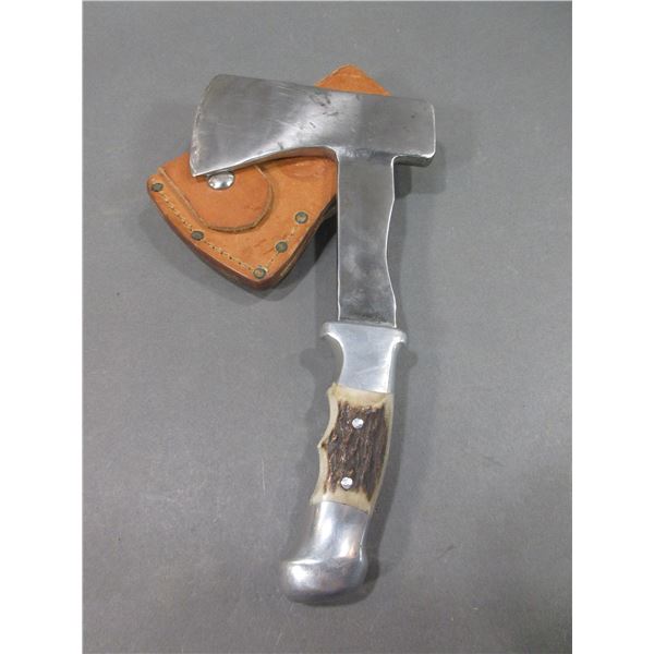 RH Ruana Bonner Montana Hatchet- Model 22A- M Mark- Original Sheath- 5.5" Head- 4.5" Handle- Good Co