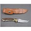 Image 2 : Signed RH Ruana Knife- Special And Rare Brassy Knife- Original Sheath- 4" Blade- 4.5" Handle- Unused