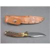 Image 3 : Signed RH Ruana Knife- Special And Rare Brassy Knife- Original Sheath- 4" Blade- 4.5" Handle- Unused