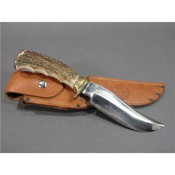 Signed RH Ruana "M" 1977 Knife- Special And Rare Brassy Knife- Original Sheath- 5.5" Blade- 5" Blade