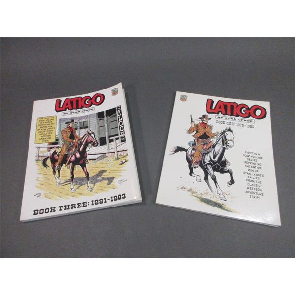 2 Signed Stan Lynde Latigo Books- Book 1 And 3- 11" X 9"- Excellent Condition
