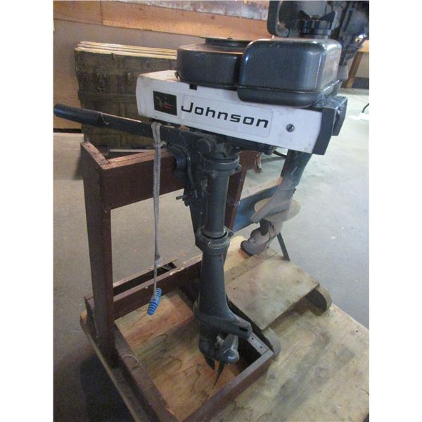 Johnson 1.5 HP Boat Motor On Stand - Good Condition