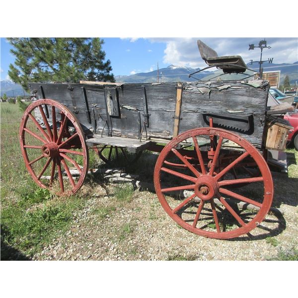 Covered Wagon- Tongue With Evener- Decent Wheels- Large Chuck Box- Seat- Storage Box On Front Of Wag