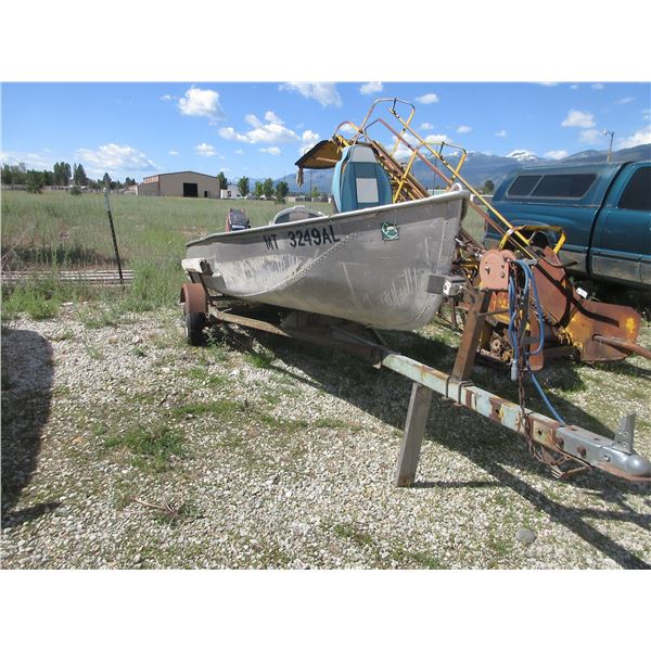 Aluminum Blue Star Boat And Trailer- 7.5 HP Elgin Motor With Compression- Seats- Gas Tank- Oars- 13'