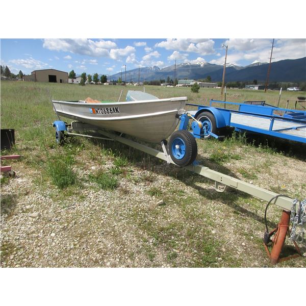 1975 Ward Sea King Aluminum Boat With Trailer- 14'- Cover- Seats- Oars- Life Jackets- Fish Nets- Goo