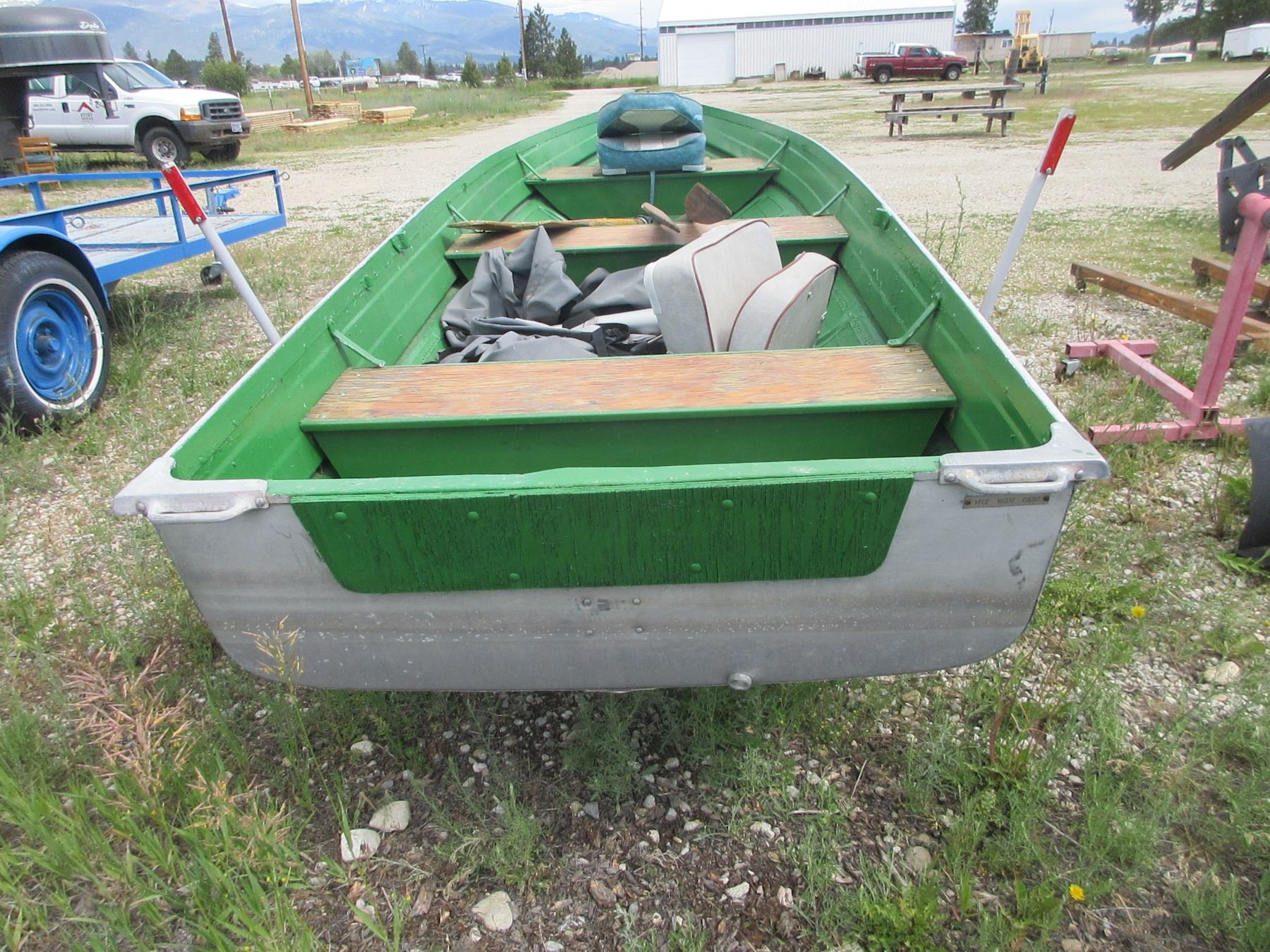 1975 Ward Sea King Aluminum Boat With Trailer 14' Cover Seats Oars