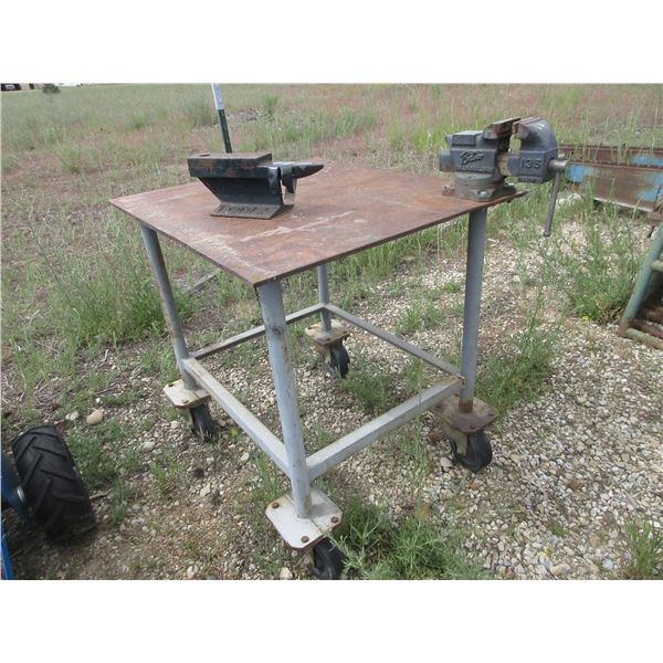 Welding Table On Wheels- Vice- Anvil- 34"H X 34"W X 29"D