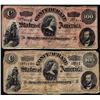 Image 1 : Lot of (2) 1864 $100 Confederate States of America Notes - Damaged