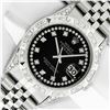 Rolex Men's Stainless Steel Black Diamond Pyramid Datejust Wristwatch