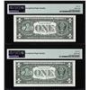 Image 2 : Matching Serial Number 1969 $1 Federal Reserve Bank Notes PMG Gem Uncirculated 65/66EPQ