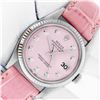Image 2 : Rolex Men's Stainless Steel Pink Diamond Datejust Watch With Pink Leather Strap