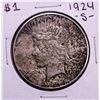 Image 1 : 1924-S $1 Peace Silver Dollar Coin