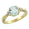 Image 1 : 0.77 CTW Aquamarine & Diamond Ring 14K Yellow Gold - REF-39M2A