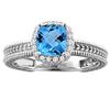 Image 1 : 1.60 CTW Swiss Blue Topaz & Diamond Ring 14K White Gold - REF-45V3R