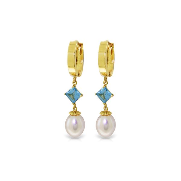 Genuine 9.5 ctw Blue Topaz Earrings 14KT Yellow Gold - REF-53V2W