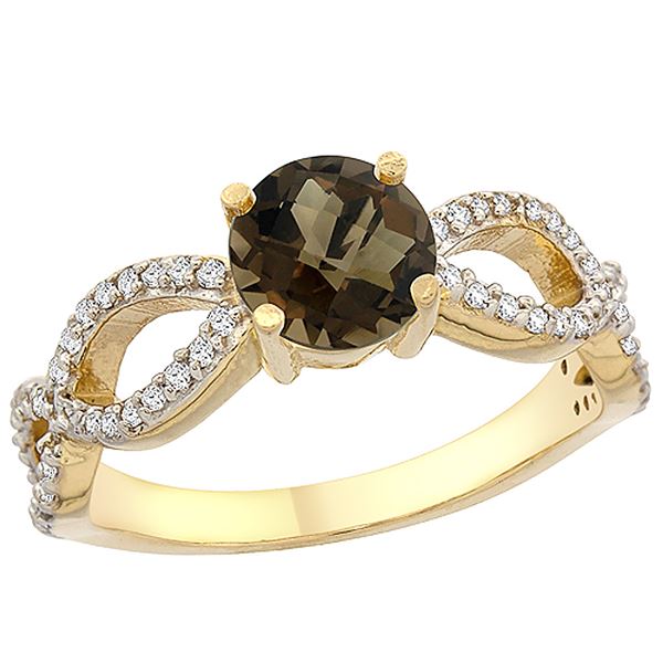 1.25 CTW Quartz & Diamond Ring 10K Yellow Gold - REF-49M8K