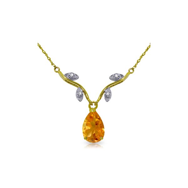 Genuine 1.52 ctw Citrine & Diamond Necklace 14KT White Gold - REF-30A7K