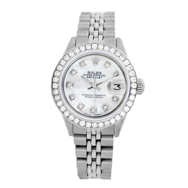 Rolex Pre-owned 26mm Womens Custom White MOP Stainless Steel