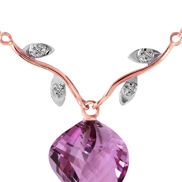 Genuine 10.77 ctw Amethyst & Diamond Necklace 14KT Rose Gold - REF-40P5H