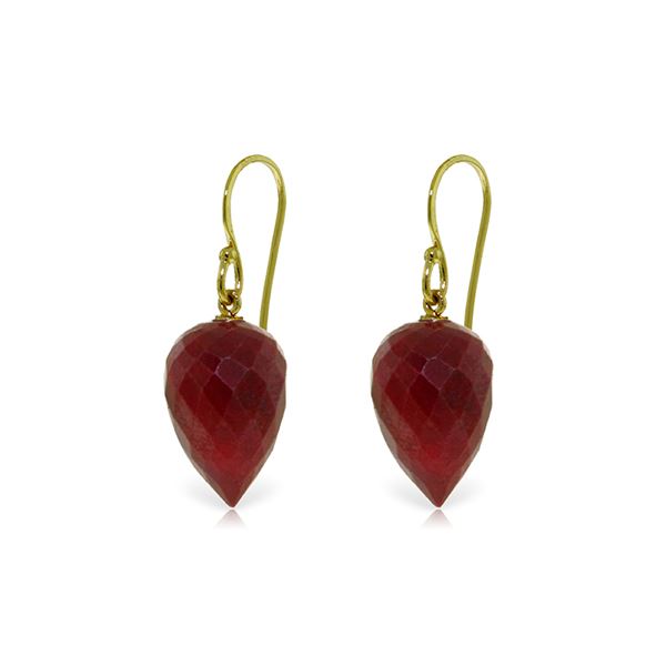 Genuine 26.1 ctw Ruby Earrings 14KT Yellow Gold - REF-25T8A