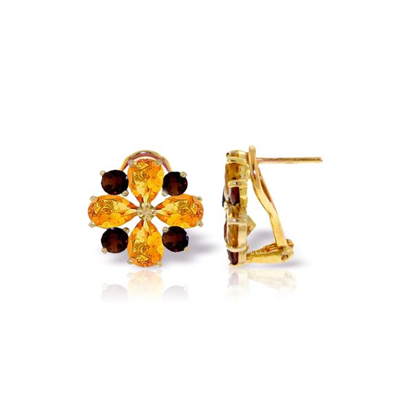 Genuine 4.85 ctw Citrine & Garnet Earrings 14KT Yellow Gold - REF-58K4V