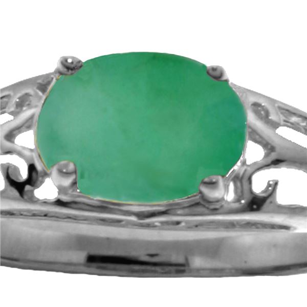 Genuine 1.15 ctw Emerald Ring 14KT White Gold - REF-39F3Z
