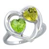 Image 1 : 2.61 CTW Diamond, Peridot & Lemon Quartz Ring 10K White Gold - REF-23H5M