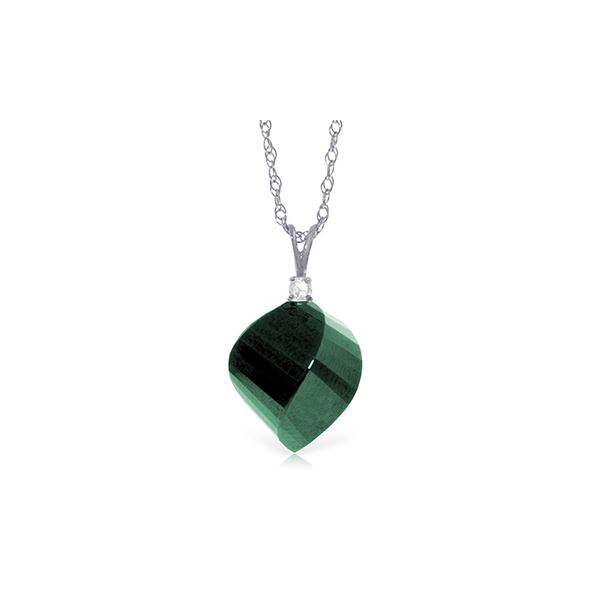 Genuine 15.3 ctw Green Sapphire Corundum & Diamond Necklace 14KT White Gold - REF-31K4V