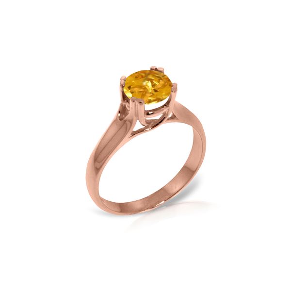 Genuine 1.10 ctw Citrine Ring 14KT Rose Gold - REF-57T3A