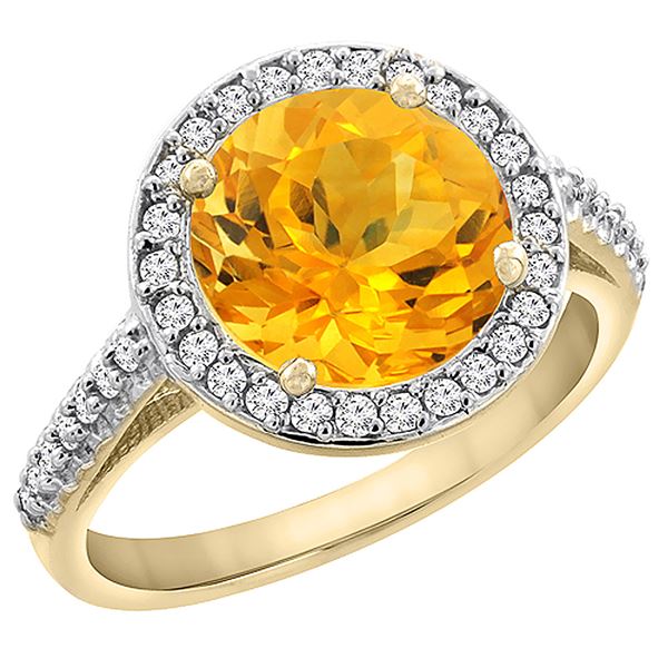 2.44 CTW Citrine & Diamond Ring 14K Yellow Gold - REF-56M2A