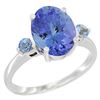 2.63 CTW Tanzanite & Blue Sapphire Ring 14K White Gold - REF-63F7N