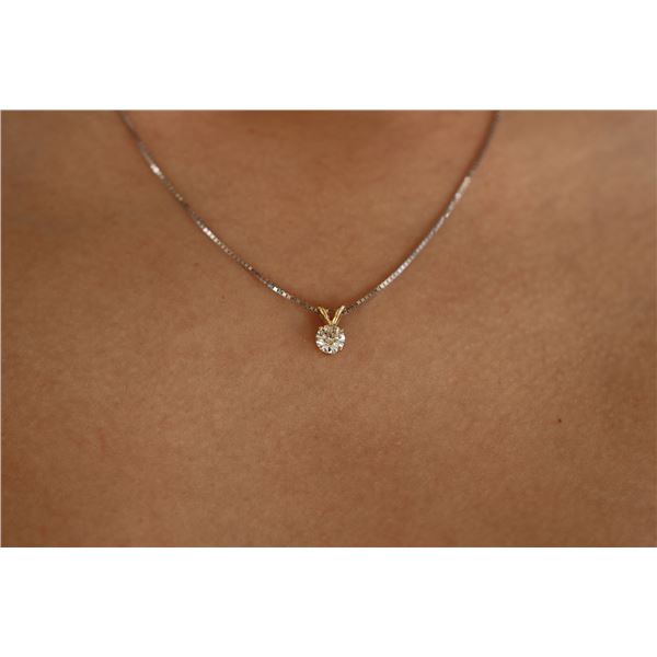 Natural 0.52 ctw Diamond VS2-J Solitaire Necklace 14K 2-Tone Gold - REF-73W5H